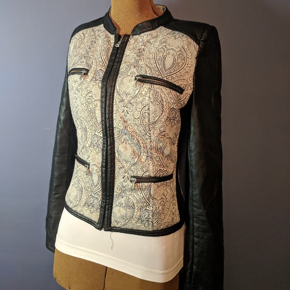 Zara Trafaluc faux leather moto jacket